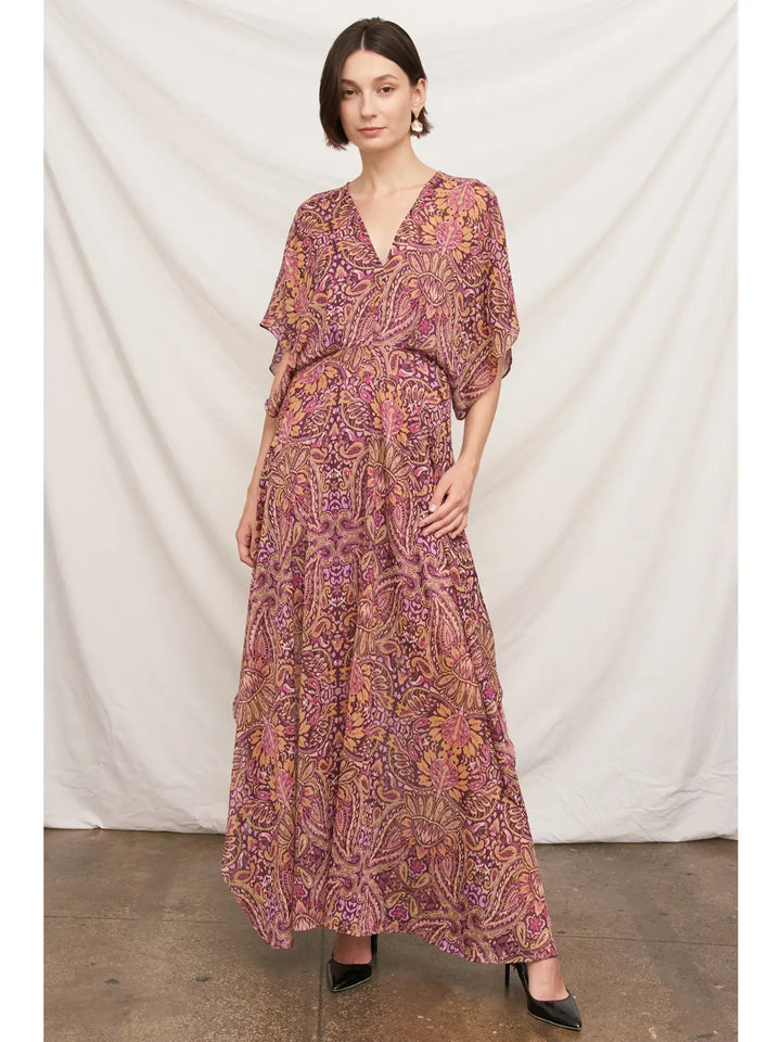 Marisol Paisley Maxi Dress in Purple Multi, view 3