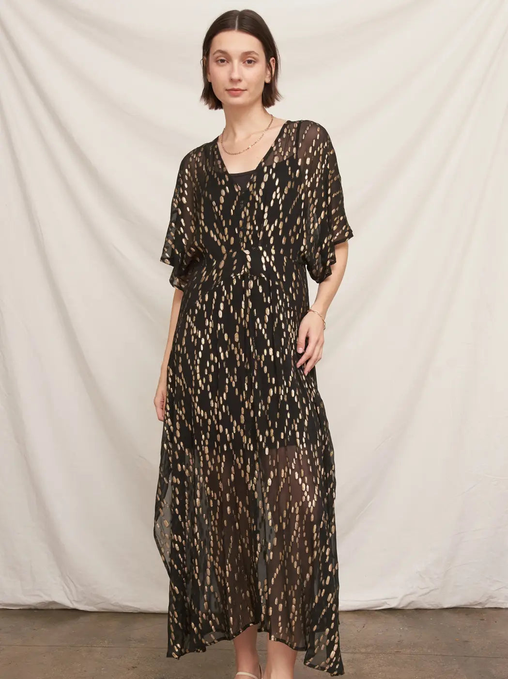 Celeste Lurex Maxi Dress in Black Gold
