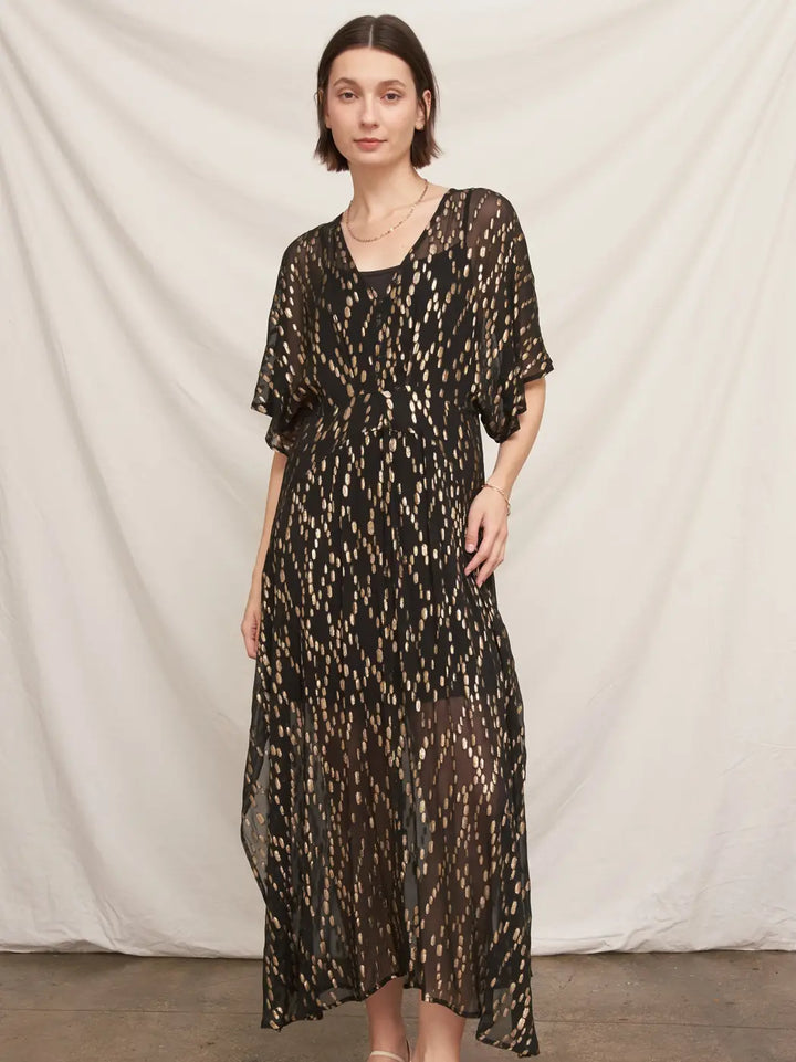 Celeste Lurex Maxi Dress in Black Gold