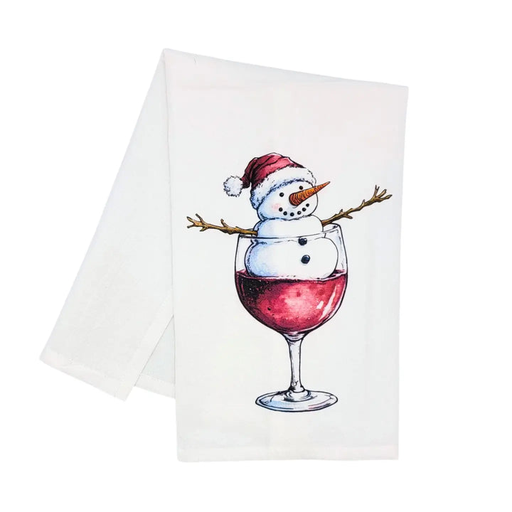 Snowman Wine Tea Towel