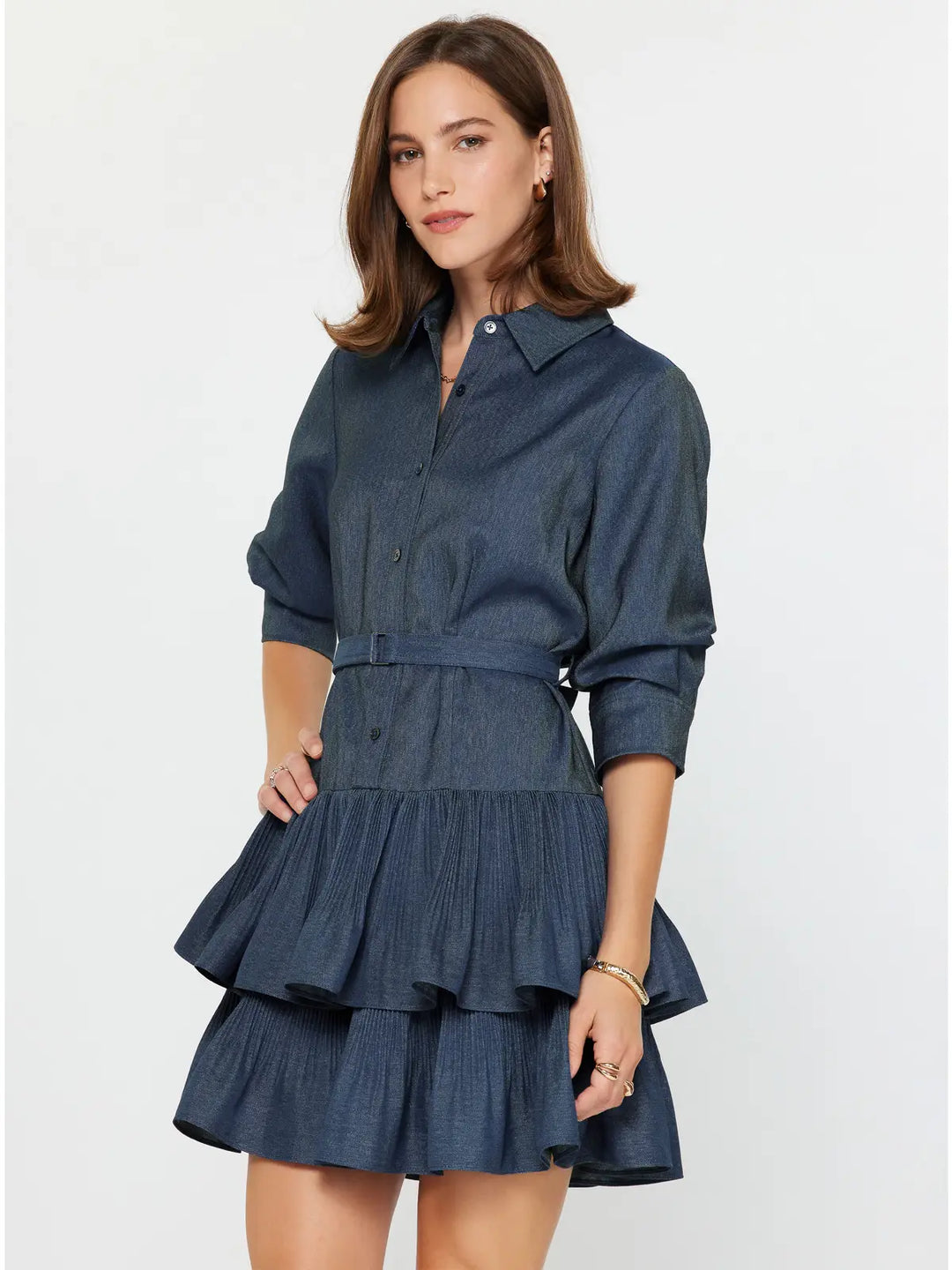Love Affair Tiered Denim Dress