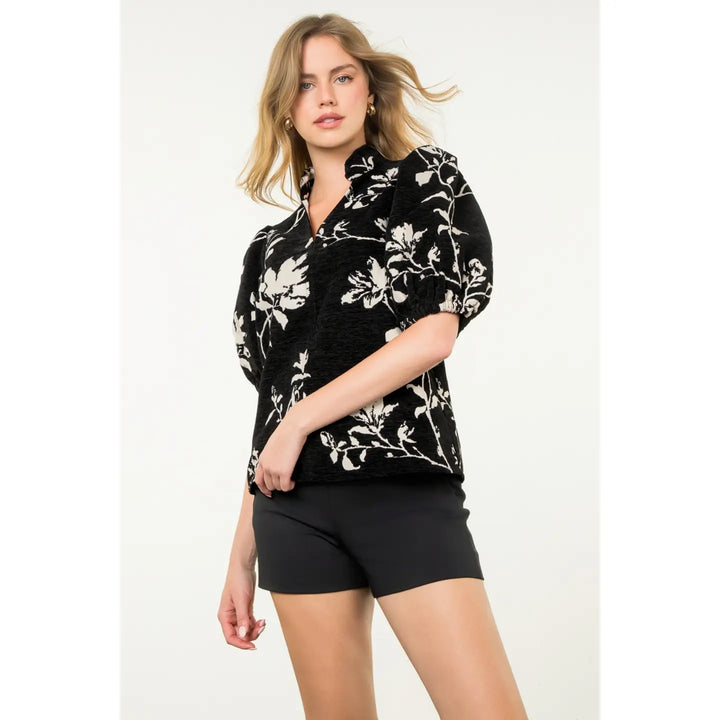 Chenille Puff Sleeve Top