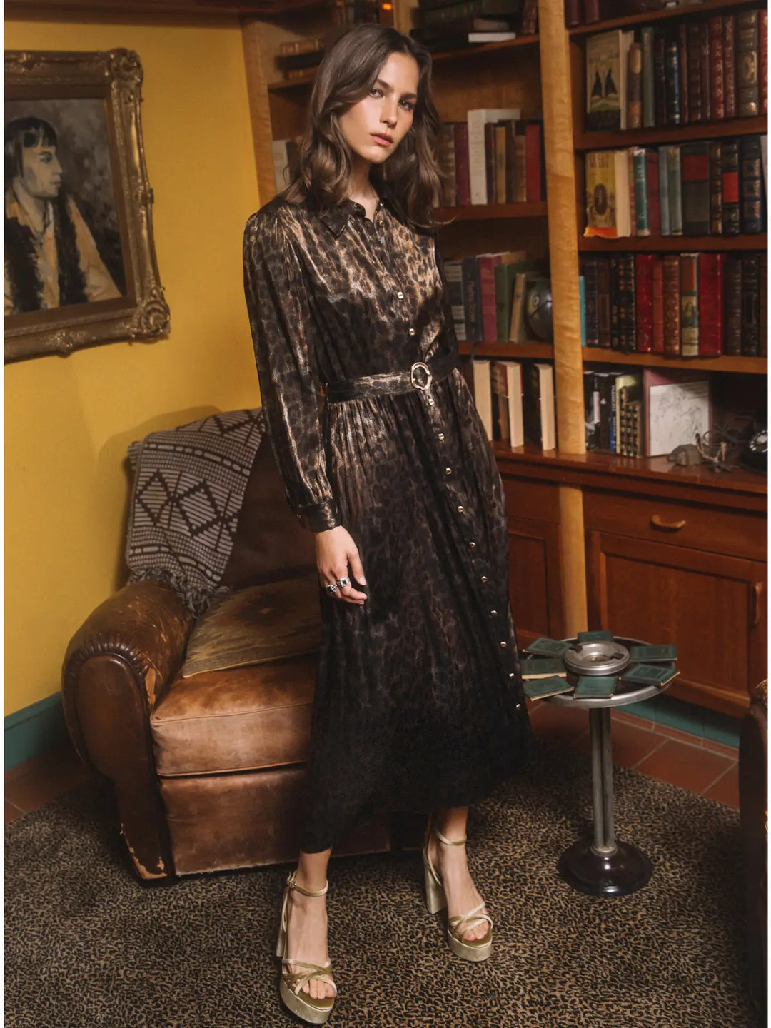 Serengeti Belted Leopard Midi Dress