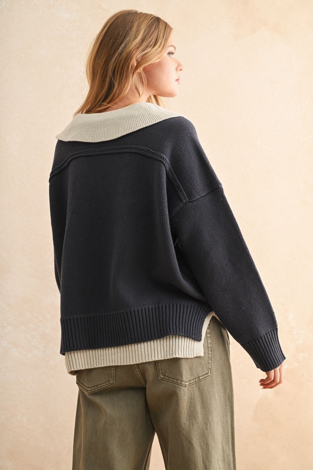 Oxford Layered V-Neck Sweater