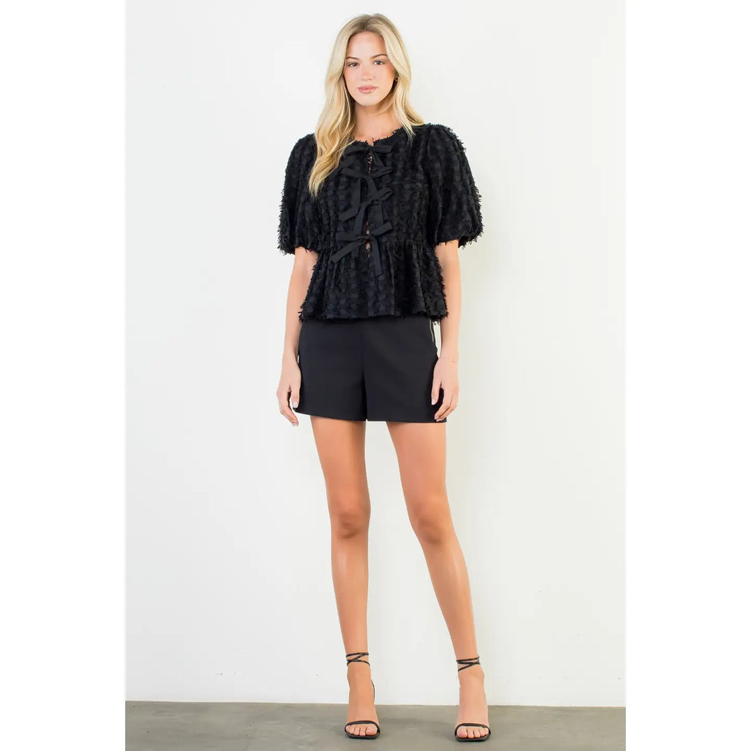 Darling Details Fringe Texture Top
