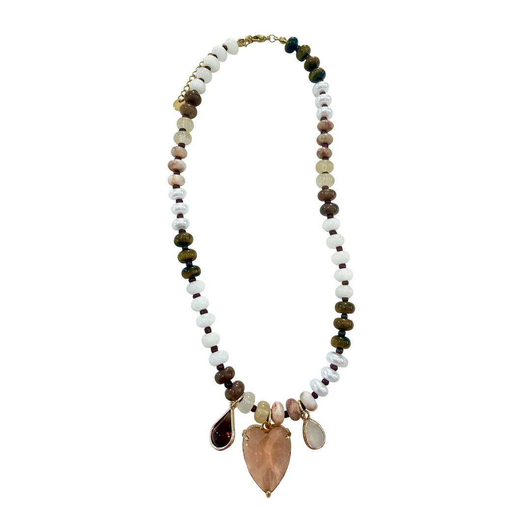 Simona Beaded Necklace, Neutral