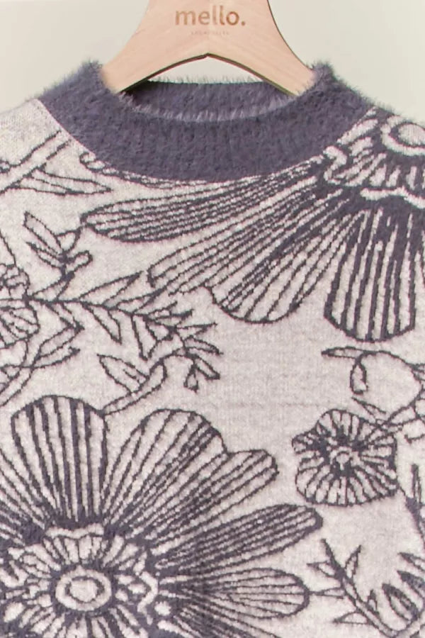 Florals in Grey Sweater, Final Sale