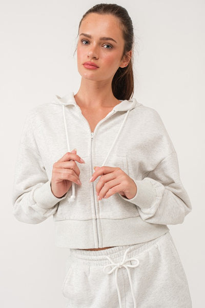 Pick Up the Pace Zip Up, White Melange