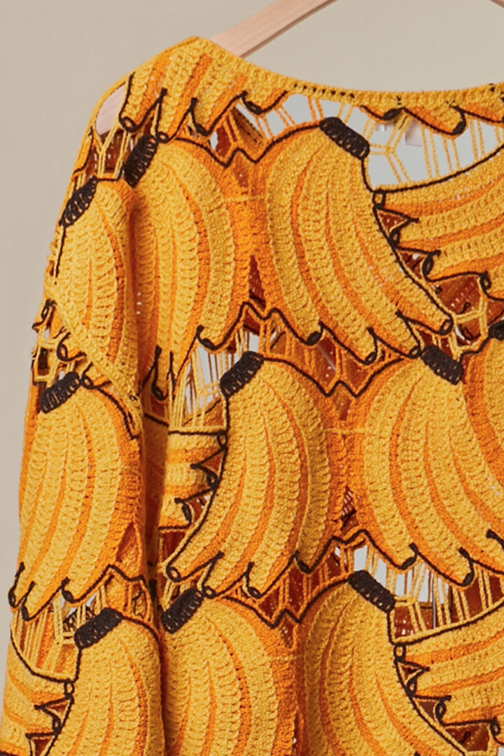 Close-up of a garment with banana pattern