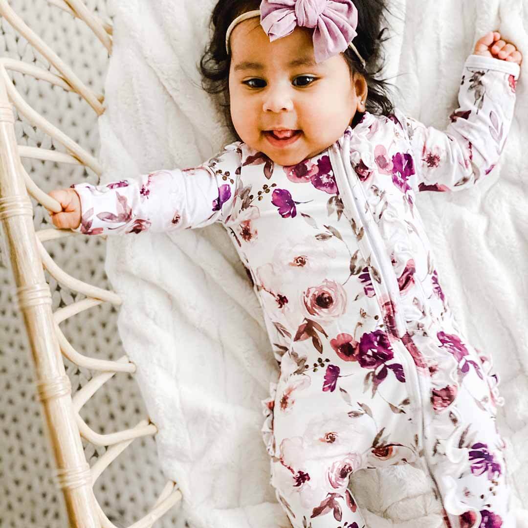 Demi's Dusty Purple Ruffle Footie