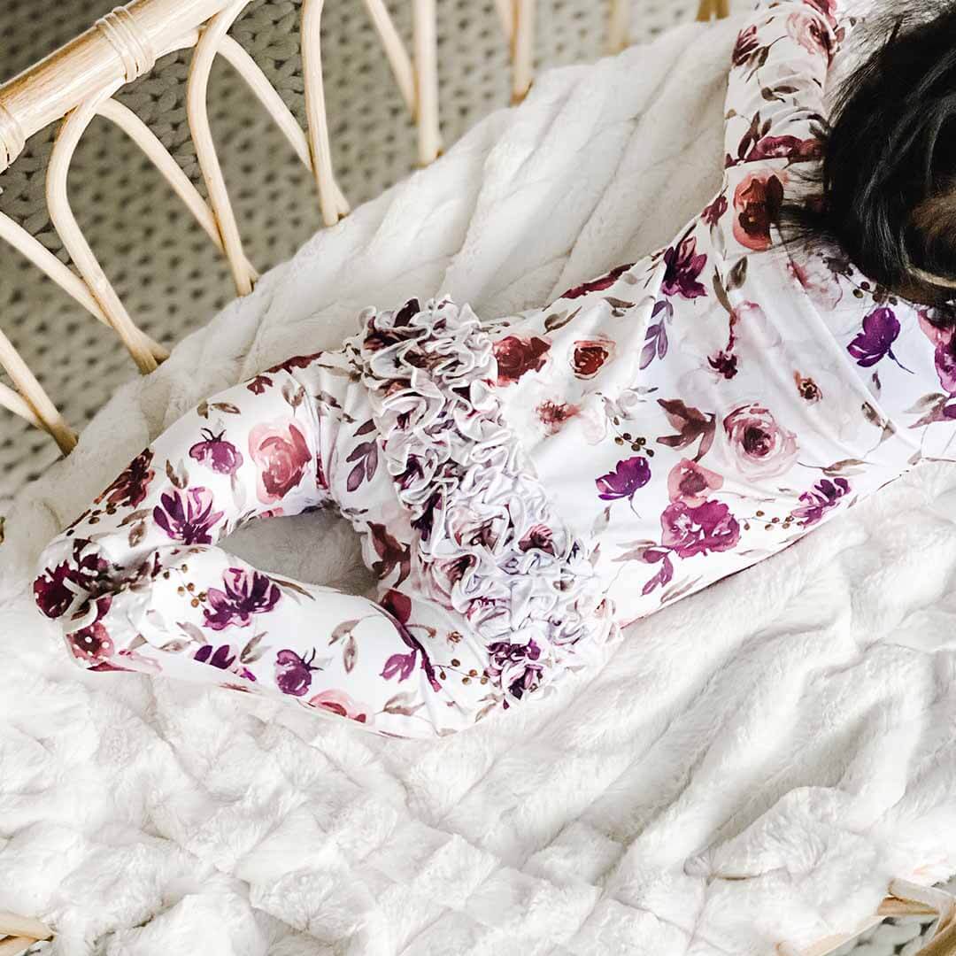 Demi's Dusty Purple Ruffle Footie