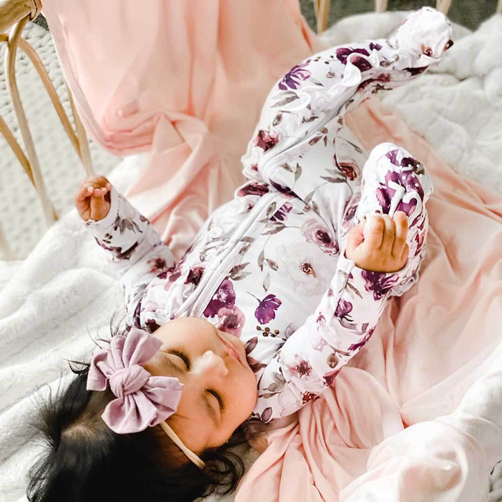 Demi's Dusty Purple Ruffle Footie