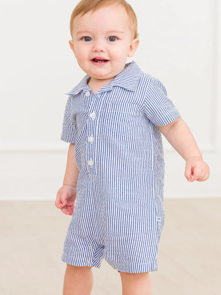 Seersucker Stripe Baby Romper