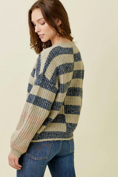 Changing Colors Sweater, Taupe/Navy