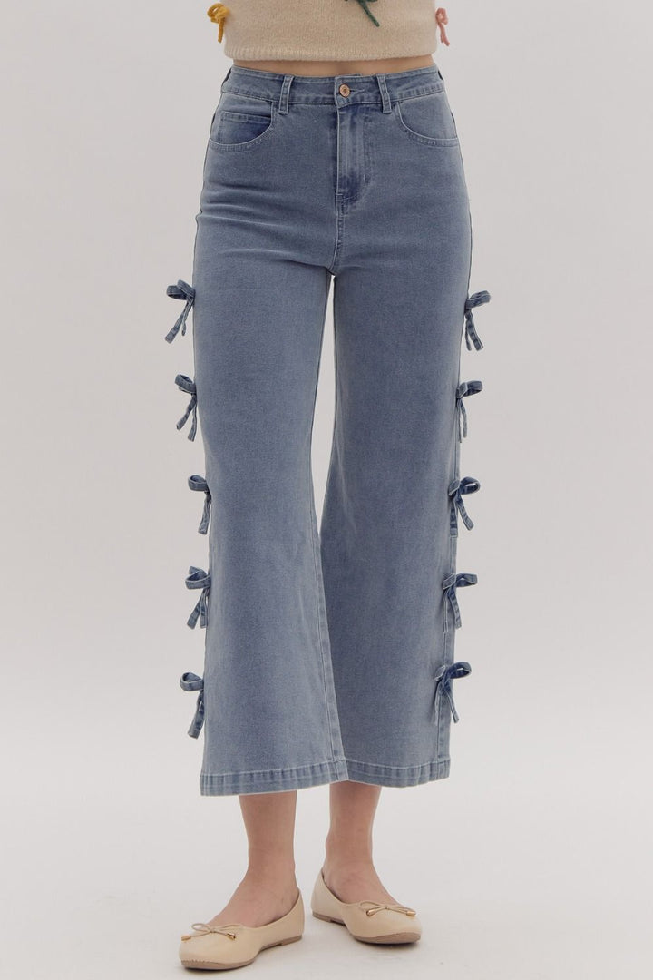 Denim Bow Cropped Jeans