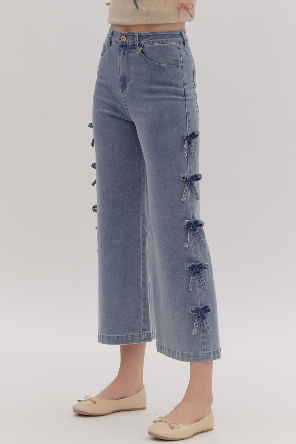 Denim Bow Cropped Jeans