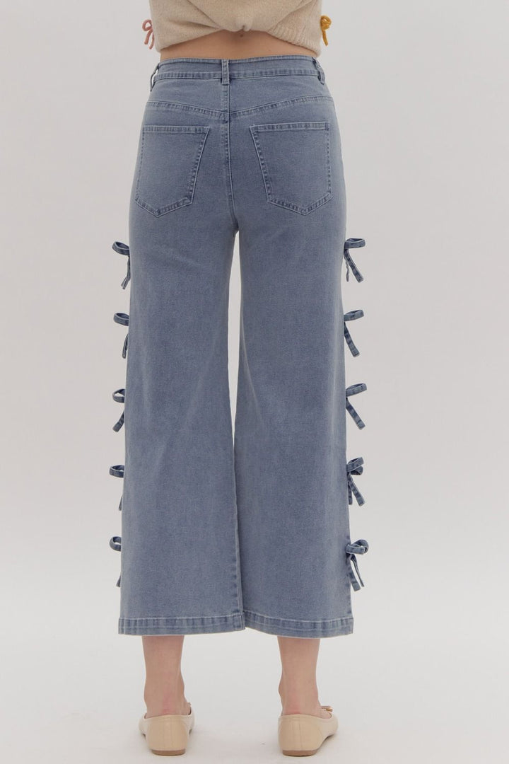 Denim Bow Cropped Jeans