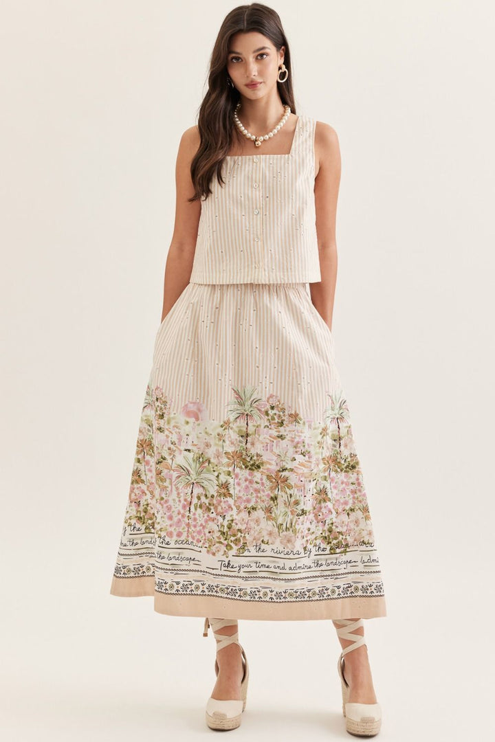 Palm Paradise Midi Skirt