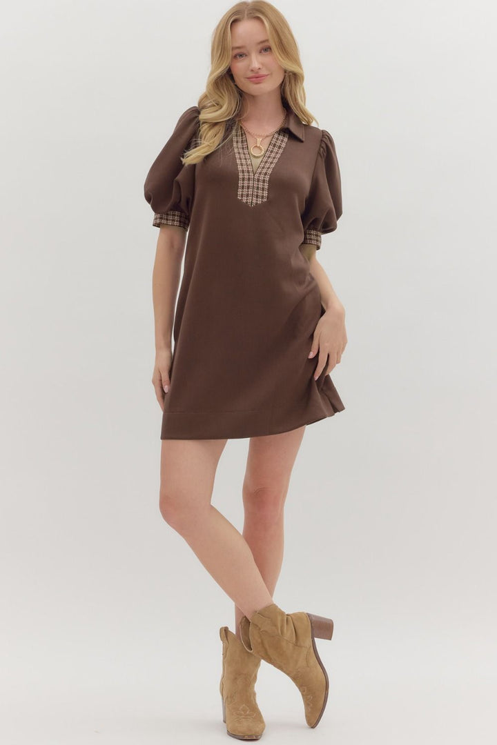 Cocoa Chic Houndstooth Dress, Final Sale