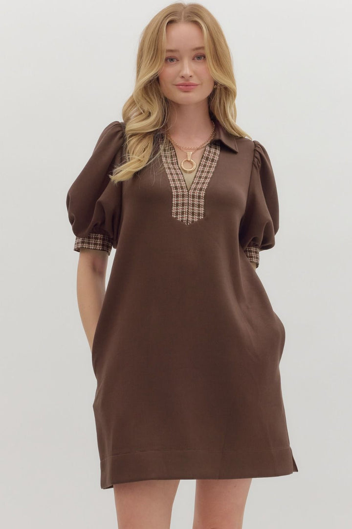 Cocoa Chic Houndstooth Dress, Final Sale