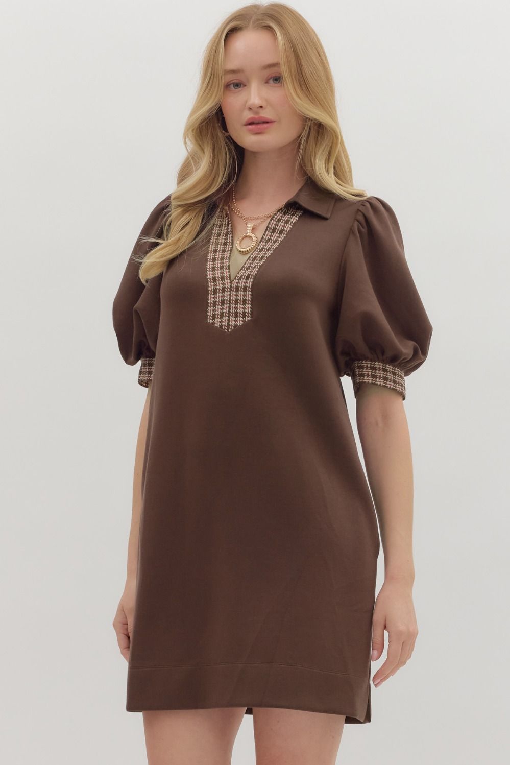 Cocoa Chic Houndstooth Dress, Final Sale