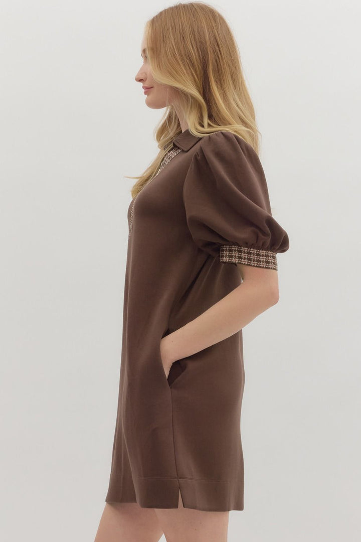 Cocoa Chic Houndstooth Dress, Final Sale