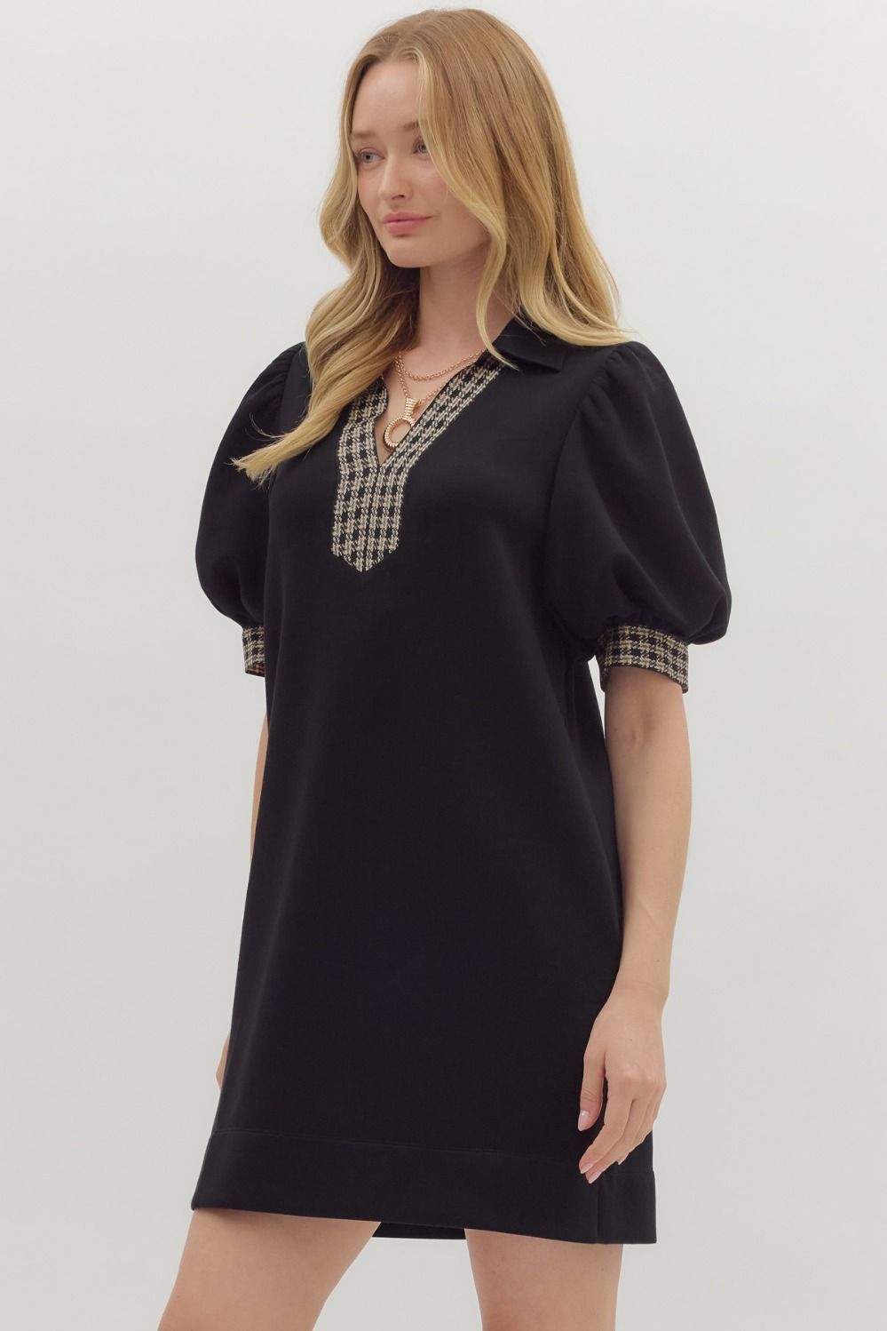 Cocoa Chic Houndstooth Dress, Final Sale
