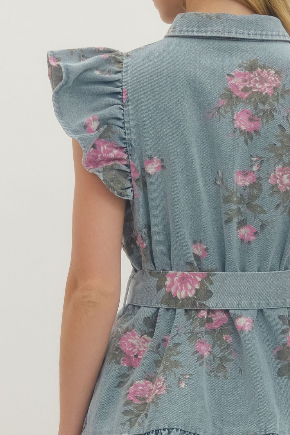 entro denim dress Entro Lt Blue Denim Sleeveless Mini Dress