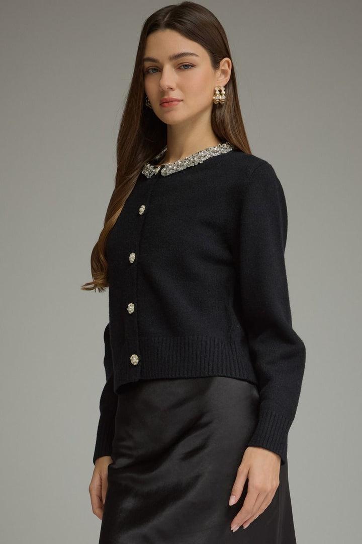 Noelle Crystal Trim Cardigan