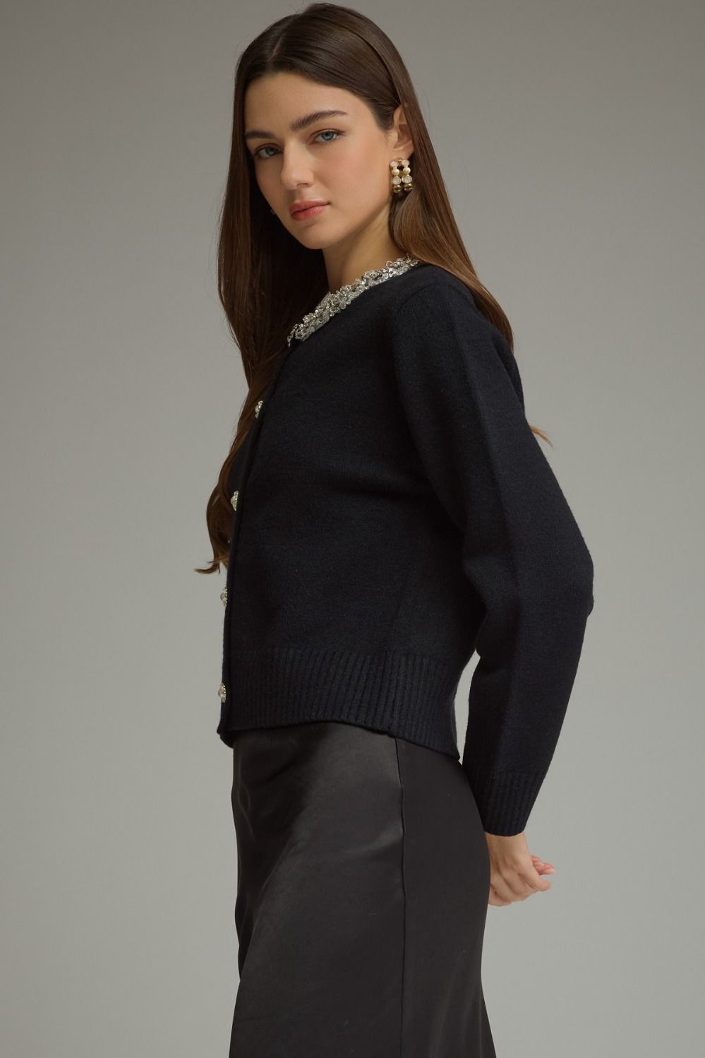 Noelle Crystal Trim Cardigan