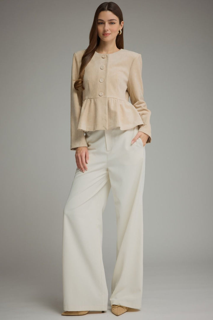 Marisol Faux Suede Peplum Jacket