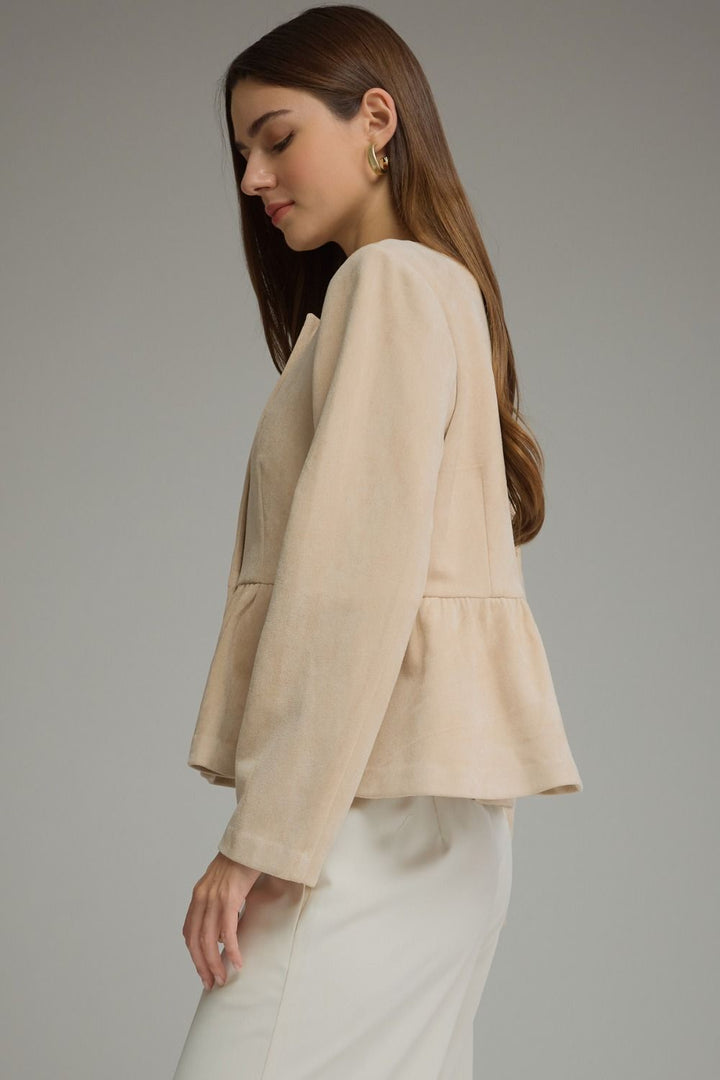 Marisol Faux Suede Peplum Jacket