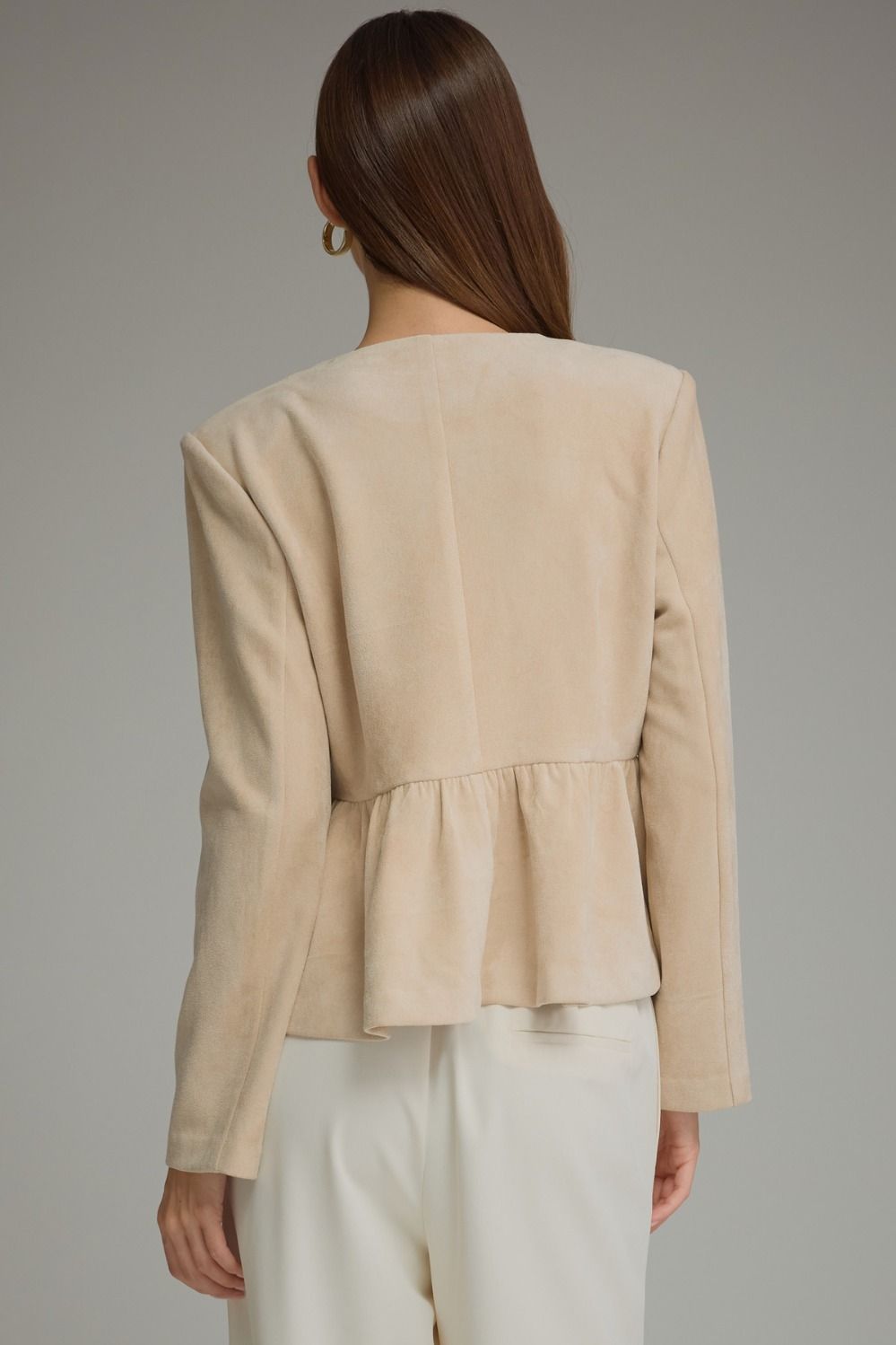 Marisol Faux Suede Peplum Jacket