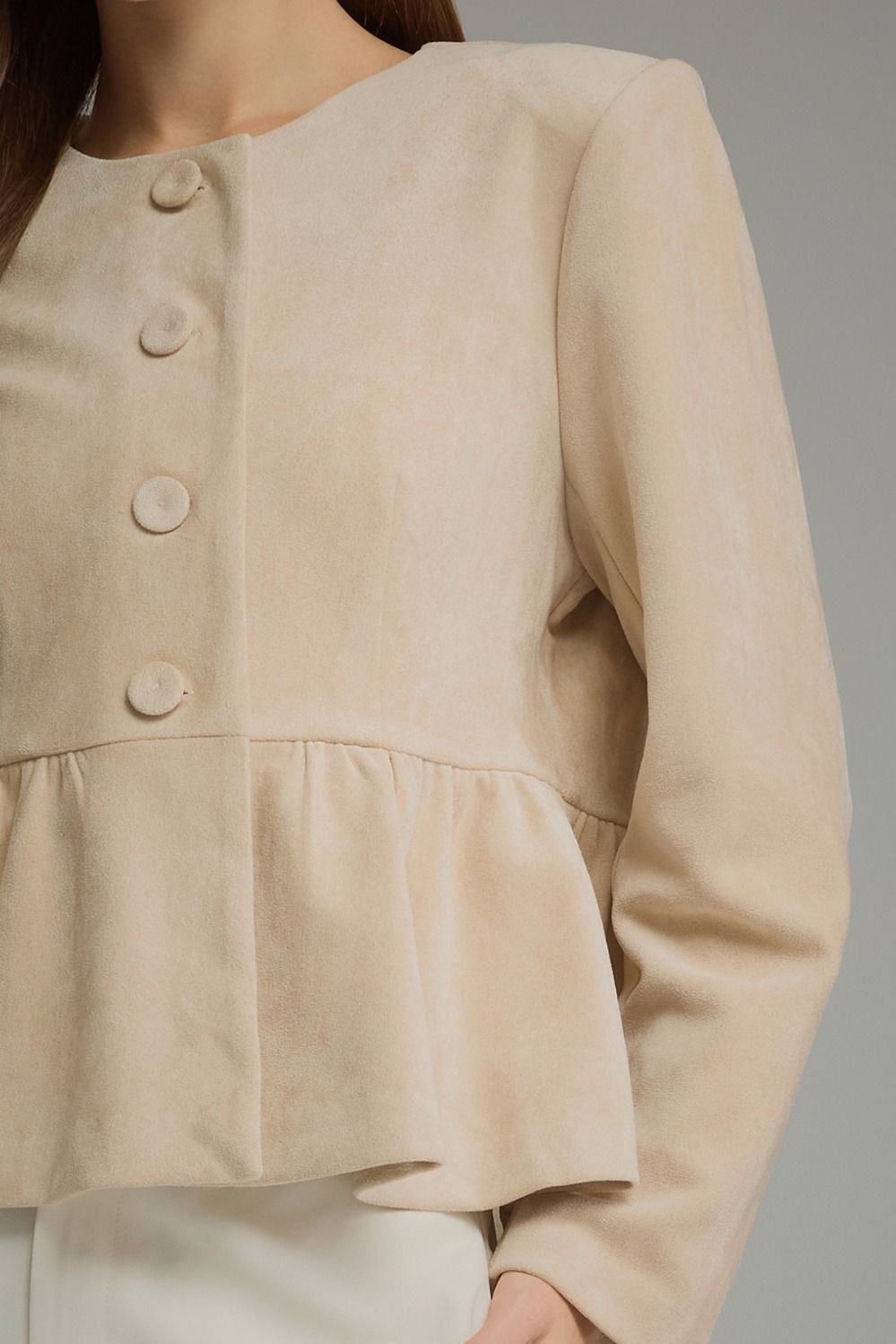 Marisol Faux Suede Peplum Jacket