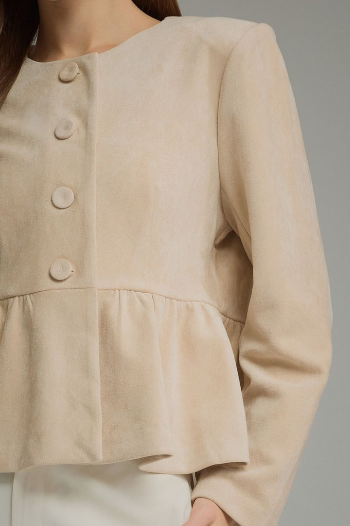 Marisol Faux Suede Peplum Jacket
