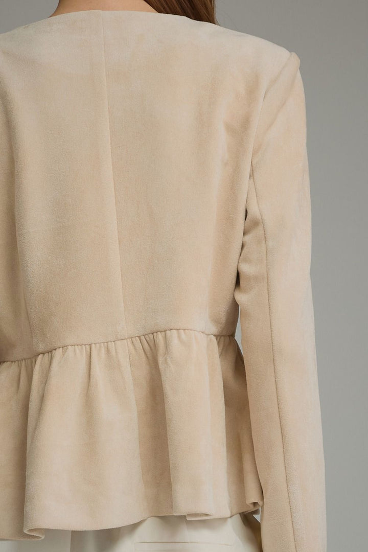 Marisol Faux Suede Peplum Jacket