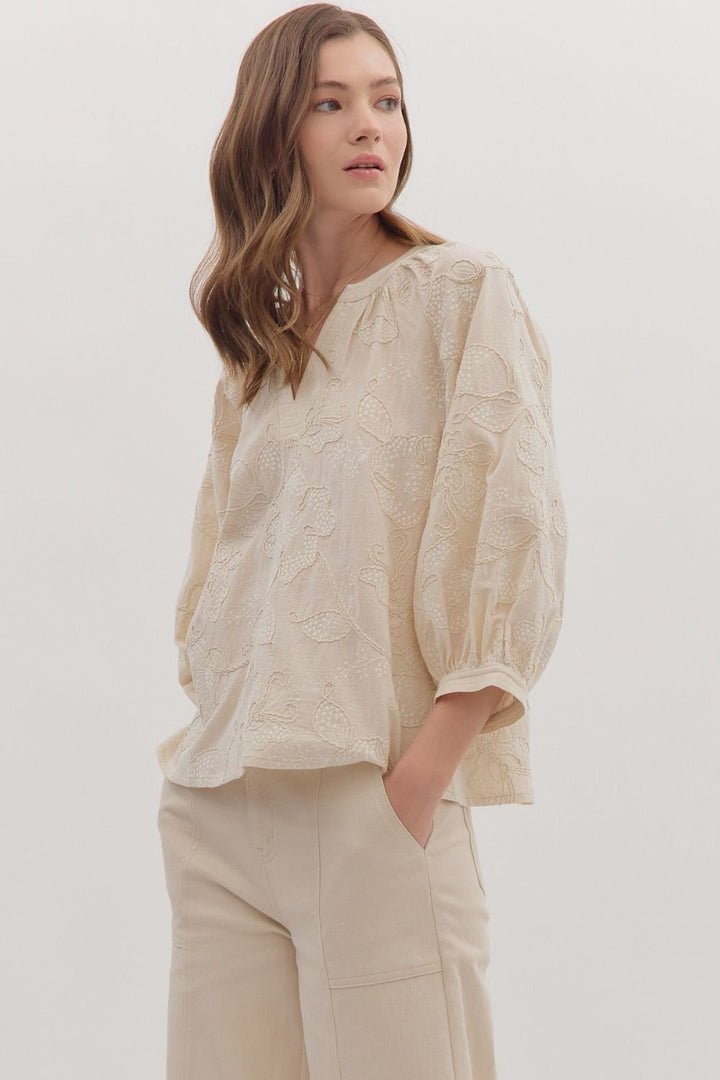 Embroidered Boho Peasant Top