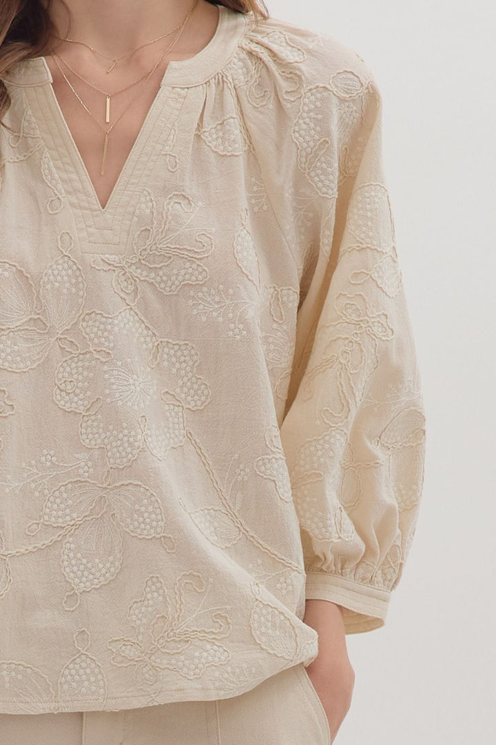 Embroidered Boho Peasant Top