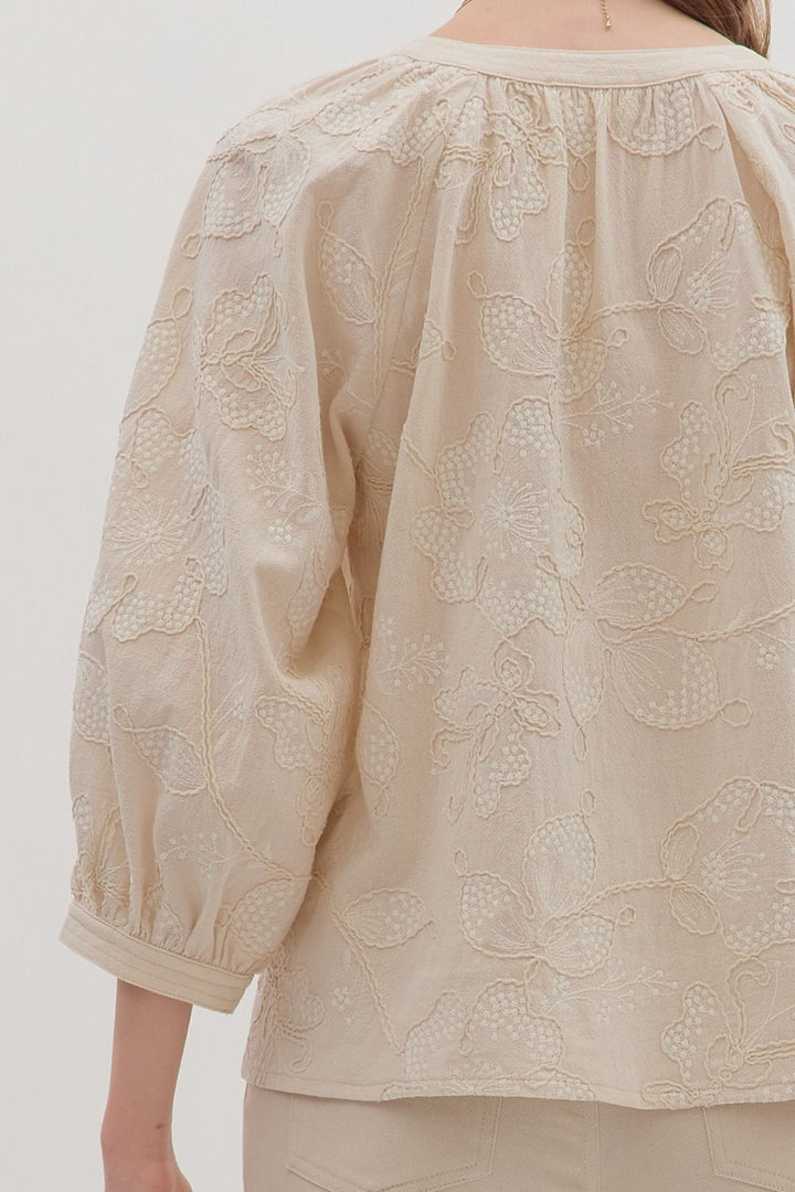 Embroidered Boho Peasant Top