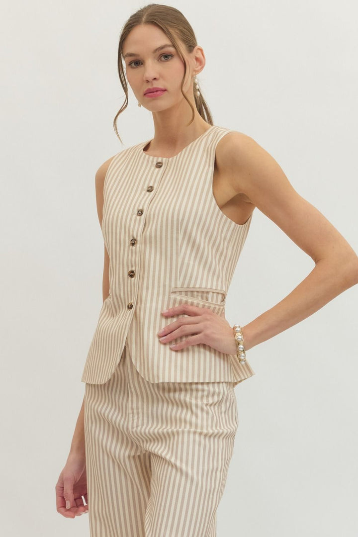 Nantucket Neutral Stripe Vest