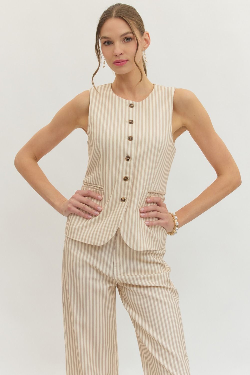 Nantucket Neutral Stripe Vest