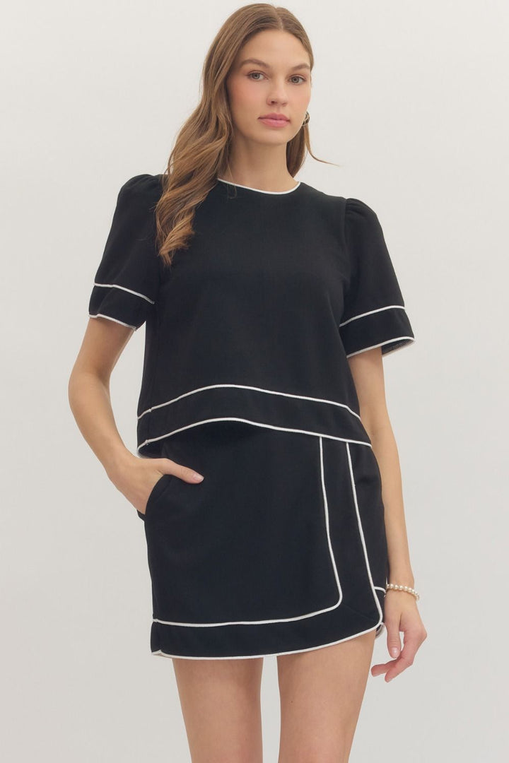 Kim Contrast Trim Top