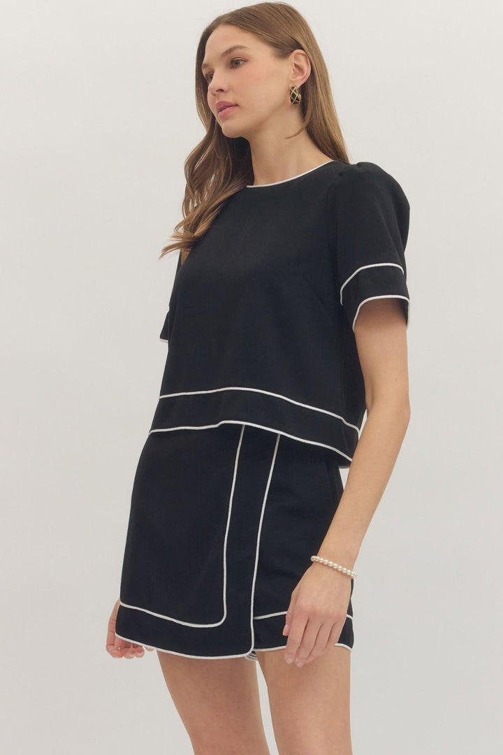 Kim Contrast Trim Top