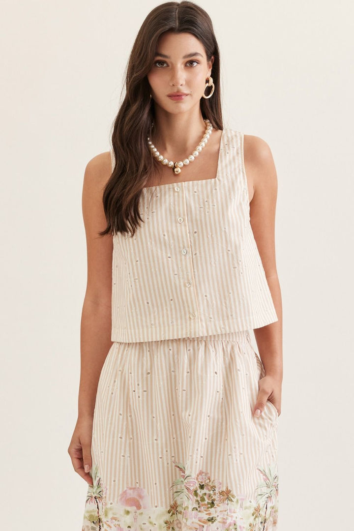 Palm Paradise Pinstripe Top