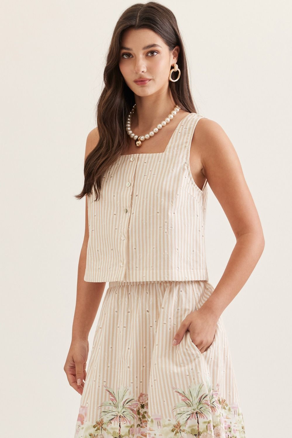 Palm Paradise Pinstripe Top