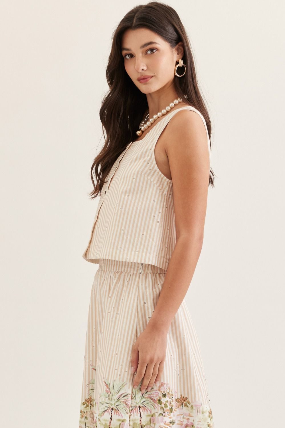 Palm Paradise Pinstripe Top