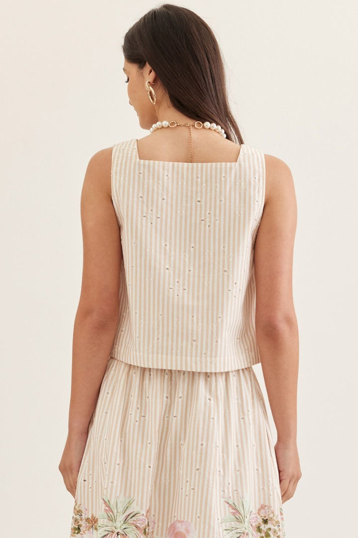 Palm Paradise Pinstripe Top