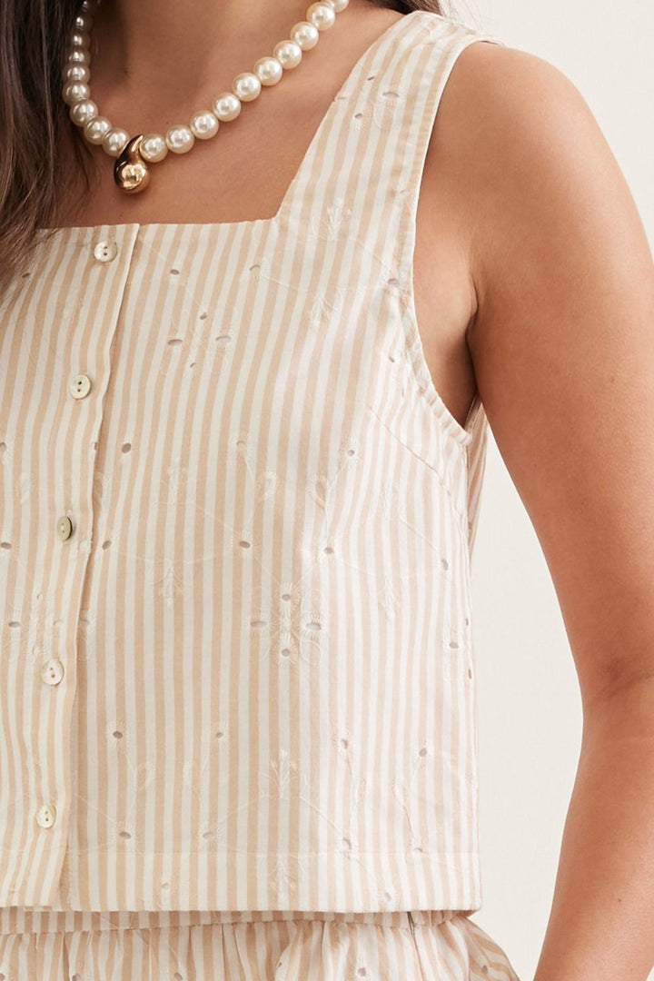Palm Paradise Pinstripe Top