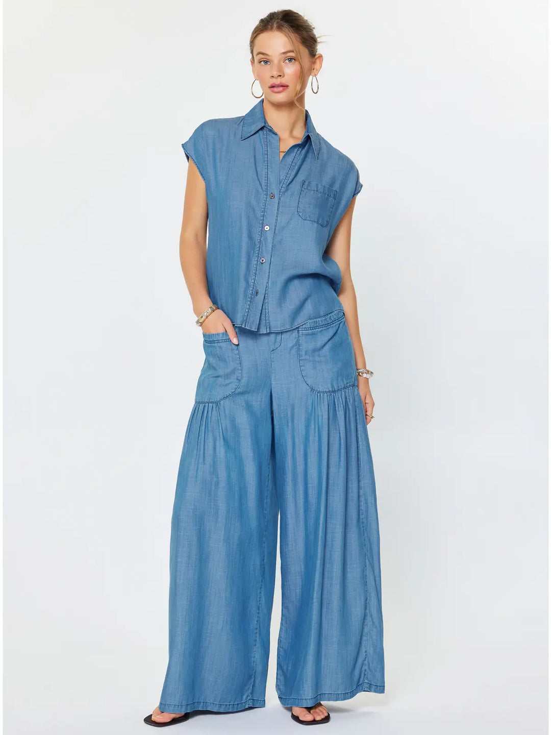 Chambray Skies Palazzo Pant