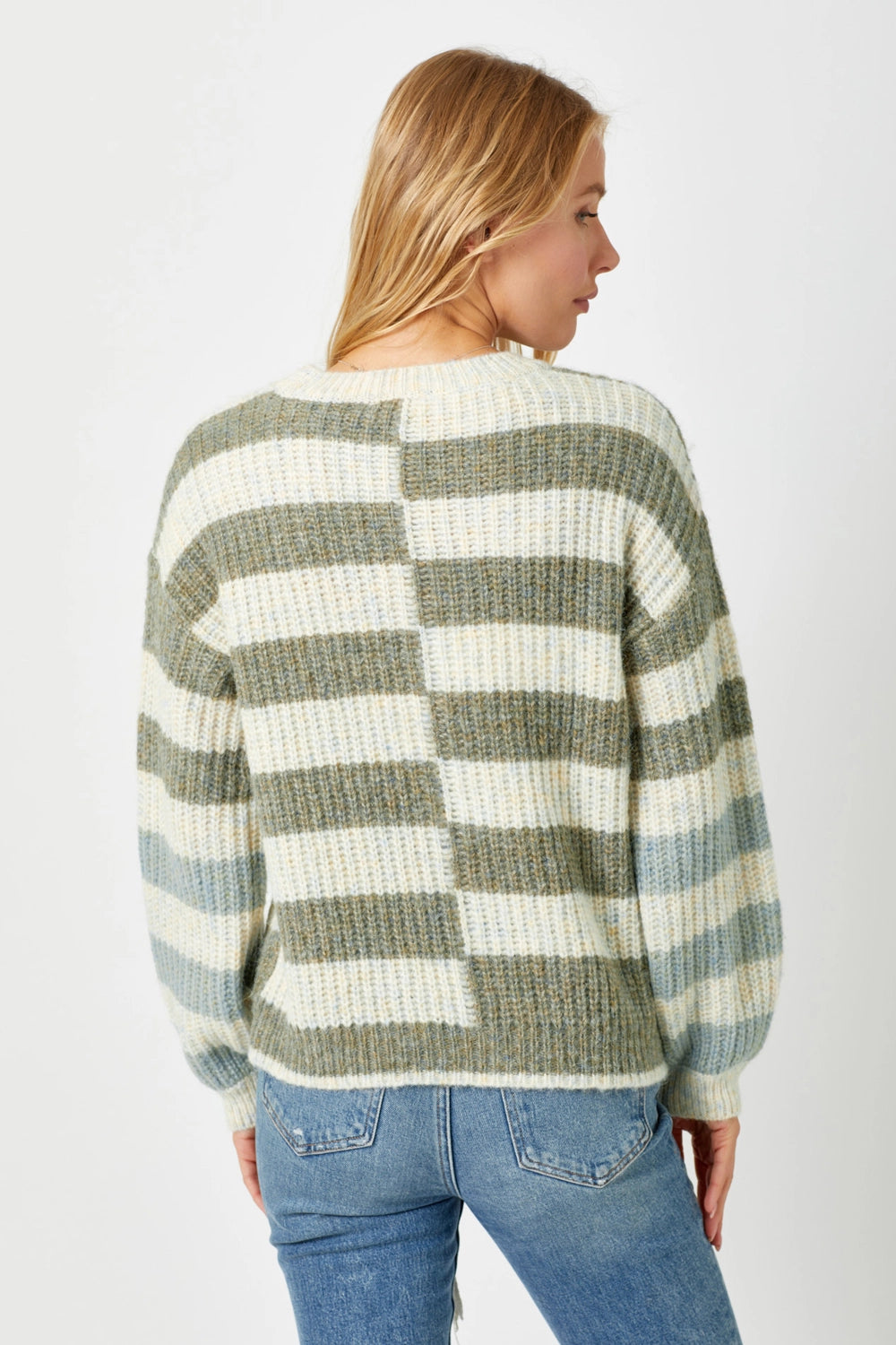 Changing Colors Sweater, Ivory/Olive